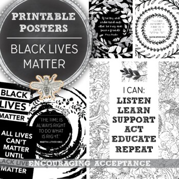 Preview of Black Lives Matter Printable Posters: Maya Angelou & MLK Quotes + I Can Sayings