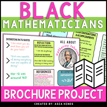 Preview of Black Mathematicians Black History Month Math Brochure Project Middle School