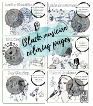 Preview of Black Musician Quote Coloring Pages- Set of 6