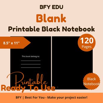 Preview of Black Notebook Blank 8.5x11 120 pages