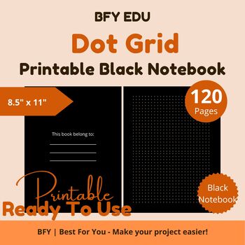 Preview of Black Notebook Dot Grid Paper 8.5x11 120 pages