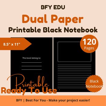 Preview of Black Notebook Dual Paper 8.5x11 120 pages