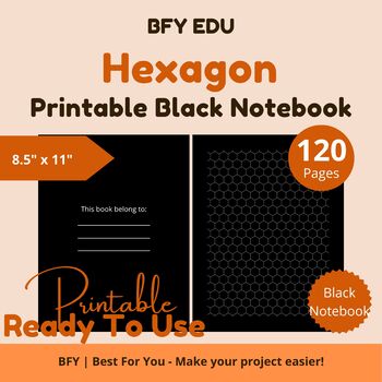 Preview of Black Notebook Hexagon 8.5x11 120 pages