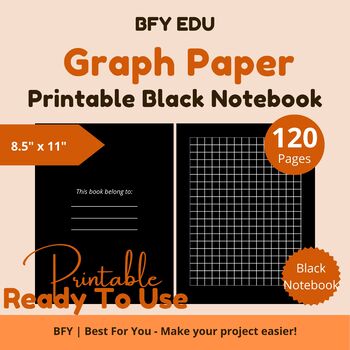 Preview of Black Notebook Paper Graph Paper 8.5x11 120 pages