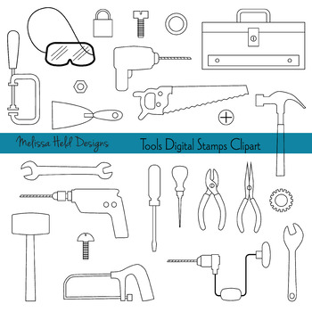 Preview of Black Outline Tools  Digital Stamps Clipart