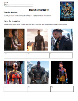 Preview of Black Panther Movie Guide Questions in ENGLISH & Other activities