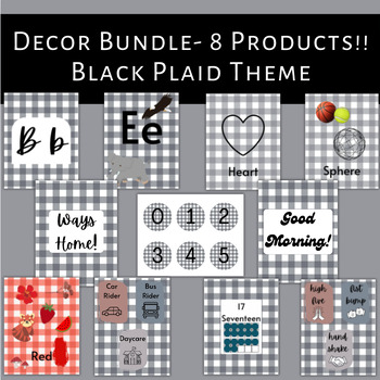 Preview of Black Plaid Theme FULL DECOR BUNDLE- 8 Products!!