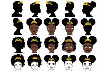 Download Black Princesses And Queen With Crown Svg Afro Puff Crown Svg