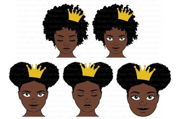 Download Black Queen With Crown Svg Afro Puff Crown Svg Black Queen Clipart