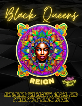 Preview of Black Queens Reign: Perfect colouring book for stress relief!