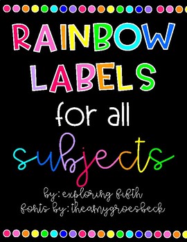 Preview of Black Rainbow Subject Labels