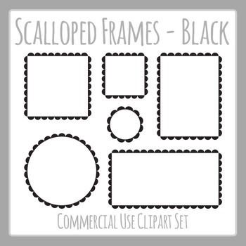 Black Scalloped Frames Borders Outline Edges Template Clip Art ...