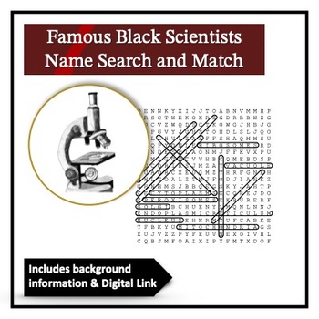 Preview of Black Scientists Name Search and Matching Game with Digital Resource