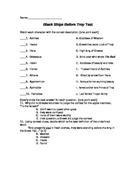 Preview of "Black Ships Before Troy" Literature Test (Common Core 6-8 Exemplar Text)