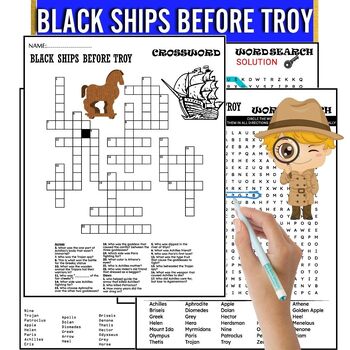 Preview of Black Ships Before Troy Novel Study Fun Worksheets,Word Search ,Crossword,PUZZLE