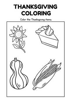 Preview of Black Simple Thanksgiving Coloring  Page Worksheet