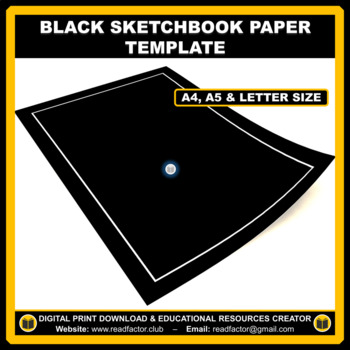 Preview of Black Sketchbook Paper Template - A4, A5 & Letter Size