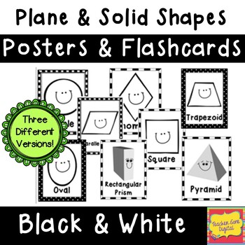 Preview of Black & White 2D and 3D Shape Posters & Flash Cards {Print Friendly Version}