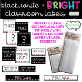 Black, White & BRIGHT Classroom Labels - Editable