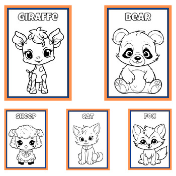 Black White Baby Animal Coloring Worksheets For Kids | TPT