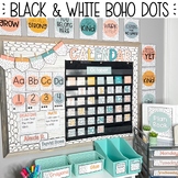 Black & White Boho Dots Classroom Decor BUNDLE