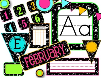 Preview of Black & White & Bright Classroom Decor Pack--Now Editable!