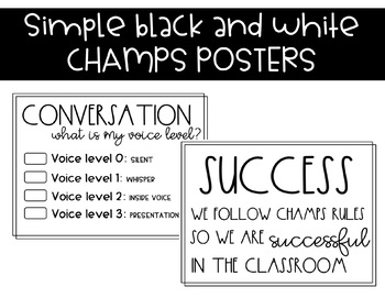 Preview of Black & White CHAMPS Behavior Management Posters