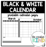 Black & White Calendar Pages