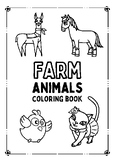 Black White Clean Farm Animals Coloring Worksheet Set