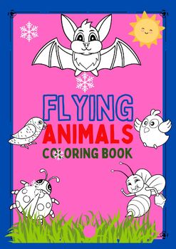Preview of Black White Clean Flying Animals Coloring Worksheet Set