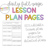 Black & White Daily Lesson Plan Pages