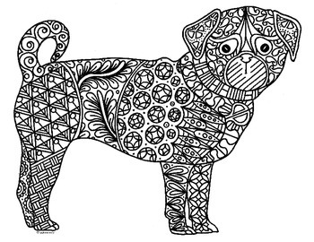 Pug Dog Zentangle Coloring Page: 2018 Chinese New Year by ...