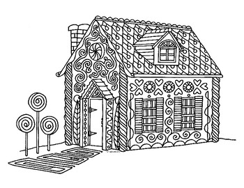Download Winter Holiday Gingerbread House Zentangle Coloring Page by Pamela Kennedy
