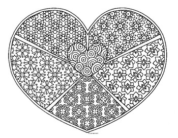 Valentine Heart Zentangle Coloring Page by Pamela Kennedy | TpT