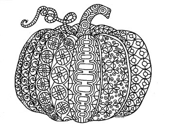 Preview of Pumpkin Autumn Zentangle Coloring Page