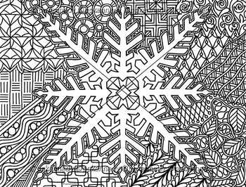 Preview of Winter Snowflake Zentangle Coloring Page