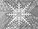 Winter Snowflake Zentangle Coloring Page