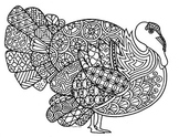 Turkey Thanksgiving Zentangle Coloring Page