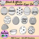 Black & White Easter Eggs Clip Art Set