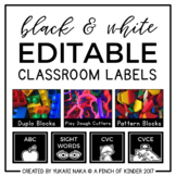 Black & White Editable Classroom Labels