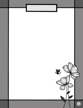 simple flower border black and white
