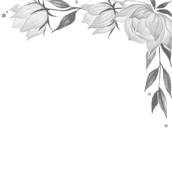 Preview of Black White Floral Watercolor Clipart JPG (White Background) 3000 x 3000px