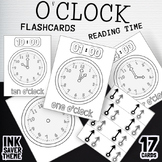 Black & White It's O'clock Flashcards Time Reading and Cra