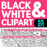 Black & White Mega Clipart Bundle: Science, Math, ELA, Soc