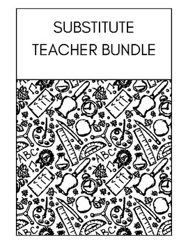 Preview of Black & White Middle Years Relief Substitute Teacher Bundle | Worksheets