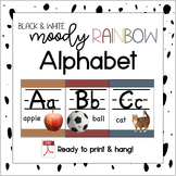 Black & White Moody Rainbow Alphabet Posters | Muted Color Scheme