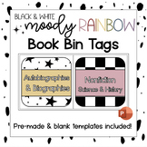 Black & White Moody Rainbow BOOK BIN TAGS | Muted Rainbow 