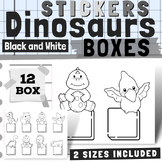 Black & White Outlines Dinosaurs Boxes Stickers | Activiti