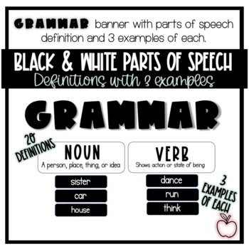 Preview of Black & White Parts of Speech (Definitions and Examples)