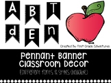 Black & White Pennant Banner Classroom Decor (letters & numbers)